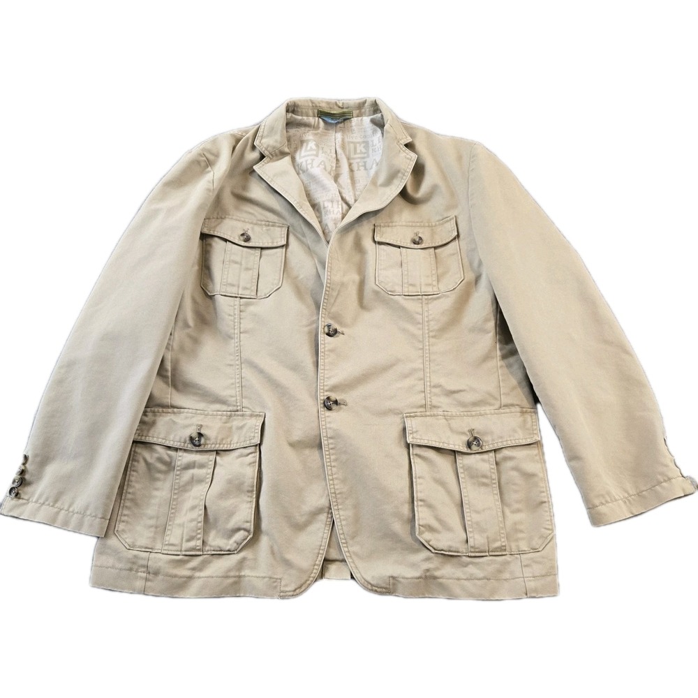 Life Khaki Men's Blazer Field Jacket Cargo Pockets 46R